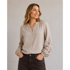 Red Button Blouse Embroidery SRB5152 Light Truffle Red Button Blouse Embroidery SRB5152 Light Truffle